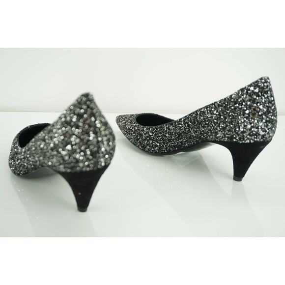 Saint Laurent Charlotte 55MM Black Glitter Pointy Toe Pump  YSL - Picture 10 of 12